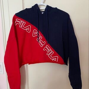 Fila cropped hoodie in red and blue NWOT